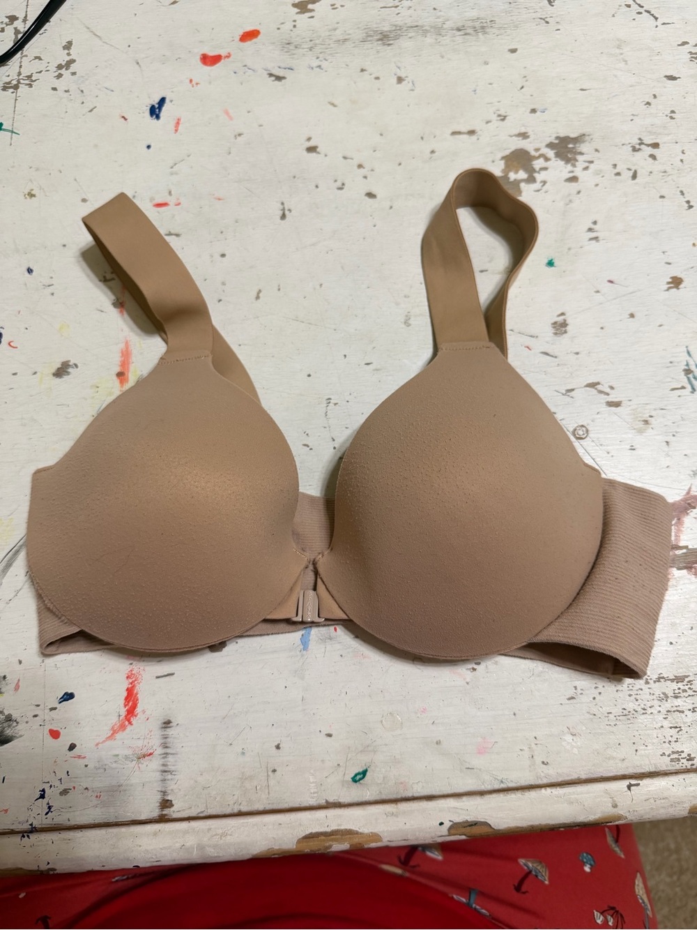 SPANX Nude taupe T-Shirt Bra smooth contoured Seamless Cups 34b euc